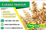 Firma PHUT Siembida zakupi całosamochodowe ilości pszenicy, kukurydzy, jęczmienia, żyta, pszenżyta, owsa oraz rzepaku z możliwością...