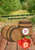 SOK TRUSKAWKOWY 200L – 2100zł za beczkę - PRZY ZAKUPIE 4 BECZEK.
