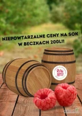 SOK MALINOWY 200L – cena za beczkę 2598zł - PRZY ZAKUPIE 4 BECZEK.
