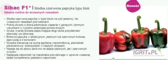 Nasiona papryki firmy SAKATA (blok czerwony) odmiany HULK F1, SIBAC F1,(blok żółty) ESPARANTO F1, TRACTOR F1, (blok biały) LAKE F1,...