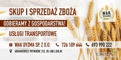 Firma WAK DYZMA SP. Z O.O. Prowadzi całoroczny skup zbóż kukurydzy oraz rzepaku. Odbieramy z gospodarstwa w ilościach samochodowych lub...