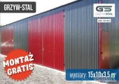 Garaż Blaszany 15x10m Wiata , Hala , Magazyn Rolniczy - GRZYWSTAL
