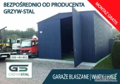 Garaż blaszany Grafitowy - Magazyn Wiata - Hala Stalowa – GRZYWSTAL
