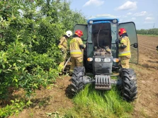Ciągnik zapalił się w sadzie...
