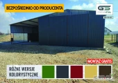 Garaż blaszany Grafitowy z zadaszeniem boczn.- Wiata -Hala - GRZYWSTAL

