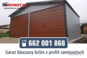 Popielaty Garaż Blaszany 6x5 - Dwuspadowy - Garaże - Romstal