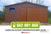 DREWNOPODOBNY Garaż Blaszany 6x5 - Garaże Blaszane - Romstal