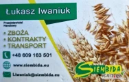 Firma PHUT Siembida Marek zakupi cało samochodowe ilości pszenicy, kukurydzy suchej i mokrej, jęczmienia, żyta, pszenżyta, owsa oraz...