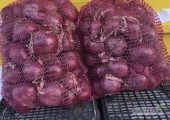 Gospodarstwo rolne oferuje sprzedaż cebuli czerwonej, jadalnej z sezonu 2025, pakowaną w woreczki po 5 kg.